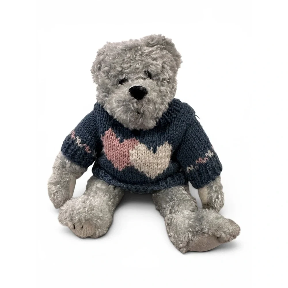 Boyds‎ Bears Floyd The Archive Series 1999 Grey Teddy Bear Blue Heart Sweater
